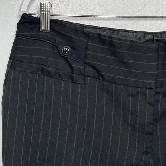Maurices Bootcut Pants High Rise Flat Front Pinstripe Black 11 12 R Academia - Picture 6 of 14